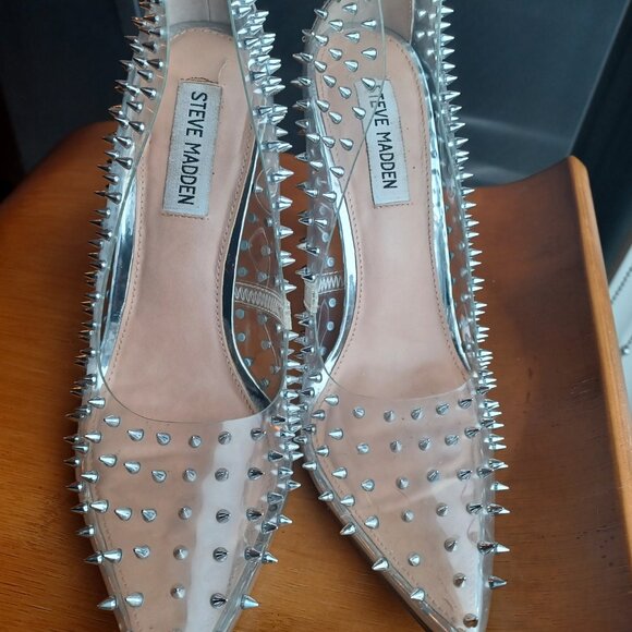 Steve Madden Heels Studs Clear 8 - Picture 7 of 9